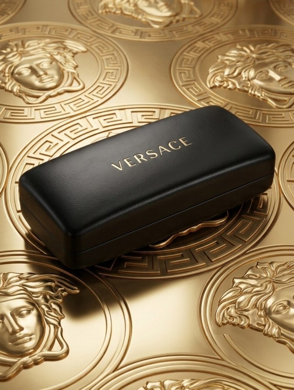 VERSACE black designer glasses case, hard shell case